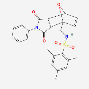 molecular formula C24H24N2O5S B3825964 N-[(3,5-dioxo-4-phenyl-10-oxa-4-azatricyclo[5.2.1.0~2,6~]dec-8-en-1-yl)methyl]-2,4,6-trimethylbenzenesulfonamide 