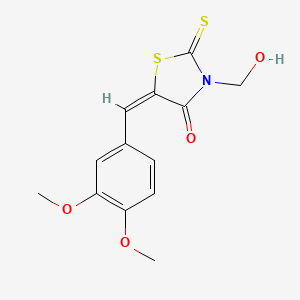 molecular formula C13H13NO4S2 B3825980 5-(3,4-dimethoxybenzylidene)-3-(hydroxymethyl)-2-thioxo-1,3-thiazolidin-4-one 