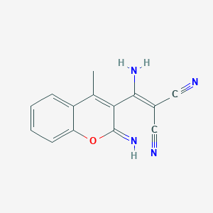 molecular formula C14H10N4O B3826002 [amino(2-imino-4-methyl-2H-chromen-3-yl)methylene]malononitrile 