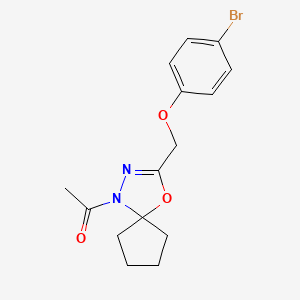 molecular formula C15H17BrN2O3 B3826010 1-acetyl-3-[(4-bromophenoxy)methyl]-4-oxa-1,2-diazaspiro[4.4]non-2-ene 