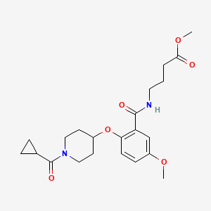 molecular formula C22H30N2O6 B3826051 methyl 4-[(2-{[1-(cyclopropylcarbonyl)-4-piperidinyl]oxy}-5-methoxybenzoyl)amino]butanoate 