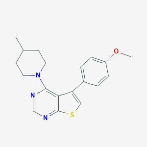 molecular formula C19H21N3OS B382606 5-(4-甲氧基苯基)-4-(4-甲基哌啶-1-基)噻吩并[2,3-d]嘧啶 CAS No. 315709-67-2