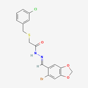 molecular formula C17H14BrClN2O3S B3826082 N'-[(6-bromo-1,3-benzodioxol-5-yl)methylene]-2-[(3-chlorobenzyl)thio]acetohydrazide 