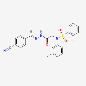 molecular formula C24H22N4O3S B3826090 N-{2-[2-(4-cyanobenzylidene)hydrazino]-2-oxoethyl}-N-(3,4-dimethylphenyl)benzenesulfonamide 