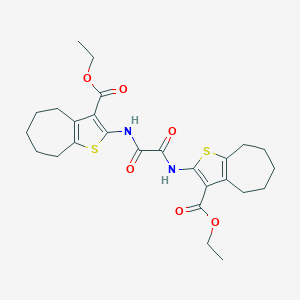 molecular formula C26H32N2O6S2 B382610 ethyl 2-{[{[3-(ethoxycarbonyl)-5,6,7,8-tetrahydro-4H-cyclohepta[b]thien-2-yl]amino}(oxo)acetyl]amino}-5,6,7,8-tetrahydro-4H-cyclohepta[b]thiophene-3-carboxylate 