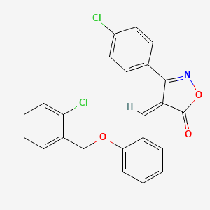 molecular formula C23H15Cl2NO3 B3826139 4-{2-[(2-chlorobenzyl)oxy]benzylidene}-3-(4-chlorophenyl)-5(4H)-isoxazolone 