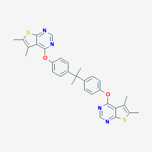molecular formula C31H28N4O2S2 B382623 4-[4-[2-[4-(5,6-Dimethylthieno[2,3-d]pyrimidin-4-yl)oxyphenyl]propan-2-yl]phenoxy]-5,6-dimethylthieno[2,3-d]pyrimidine CAS No. 315697-38-2