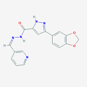 molecular formula C17H13N5O3 B382628 3-(1,3-benzodioxol-5-yl)-N'-(3-pyridinylmethylene)-1H-pyrazole-5-carbohydrazide 