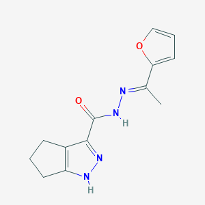 N-[(E)-1-(furan-2-yl)ethylideneamino]-1,4,5,6-tetrahydrocyclopenta[c]pyrazole-3-carboxamide