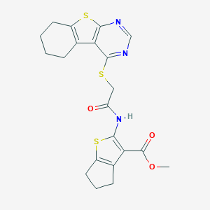 methyl 2-{[(5,6,7,8-tetrahydro[1]benzothieno[2,3-d]pyrimidin-4-ylsulfanyl)acetyl]amino}-5,6-dihydro-4H-cyclopenta[b]thiophene-3-carboxylate