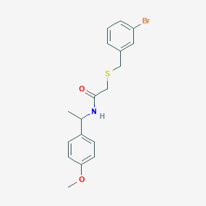 molecular formula C18H20BrNO2S B3826435 2-[(3-bromobenzyl)thio]-N-[1-(4-methoxyphenyl)ethyl]acetamide 