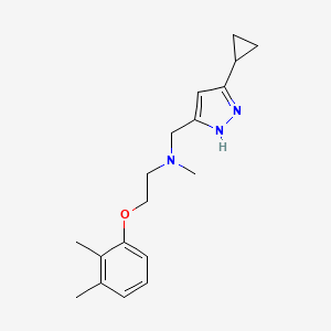 molecular formula C18H25N3O B3826473 N-[(5-cyclopropyl-1H-pyrazol-3-yl)methyl]-2-(2,3-dimethylphenoxy)-N-methylethanamine 