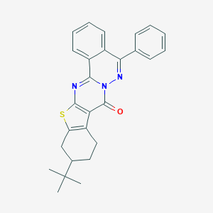 molecular formula C27H25N3OS B382648 11-tert-butyl-5-phenyl-9,10,11,12-tetrahydro-8H-[1]benzothieno[2',3':4,5]pyrimido[2,1-a]phthalazin-8-one CAS No. 379244-22-1