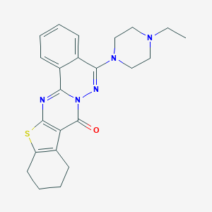 molecular formula C23H25N5OS B382649 5-(4-ethylpiperazin-1-yl)-9,10,11,12-tetrahydro-8H-[1]benzothieno[2',3':4,5]pyrimido[2,1-a]phthalazin-8-one 