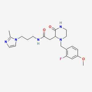 molecular formula C21H28FN5O3 B3826509 2-[1-(2-fluoro-4-methoxybenzyl)-3-oxo-2-piperazinyl]-N-[3-(2-methyl-1H-imidazol-1-yl)propyl]acetamide 