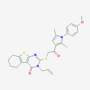 molecular formula C28H29N3O3S2 B382659 3-allyl-2-({2-[1-(4-methoxyphenyl)-2,5-dimethyl-1H-pyrrol-3-yl]-2-oxoethyl}sulfanyl)-5,6,7,8-tetrahydro[1]benzothieno[2,3-d]pyrimidin-4(3H)-one 
