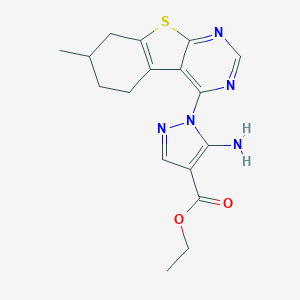 molecular formula C17H19N5O2S B382673 Ethyl 5-amino-1-(7-methyl-5,6,7,8-tetrahydro-[1]benzothiolo[2,3-d]pyrimidin-4-yl)pyrazole-4-carboxylate CAS No. 379245-57-5