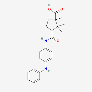 molecular formula C22H26N2O3 B3826735 3-{[(4-anilinophenyl)amino]carbonyl}-1,2,2-trimethylcyclopentanecarboxylic acid 