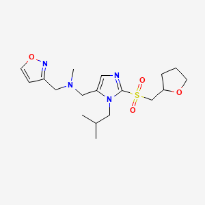 molecular formula C18H28N4O4S B3826790 ({1-isobutyl-2-[(tetrahydro-2-furanylmethyl)sulfonyl]-1H-imidazol-5-yl}methyl)(3-isoxazolylmethyl)methylamine 