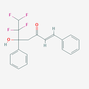 molecular formula C19H16F4O2 B3826820 6,6,7,7-tetrafluoro-5-hydroxy-1,5-diphenyl-1-hepten-3-one 