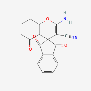 molecular formula C18H12N2O4 B3826829 2-amino-1',3',5-trioxo-1',3',5,6,7,8-hexahydrospiro[chromene-4,2'-indene]-3-carbonitrile 
