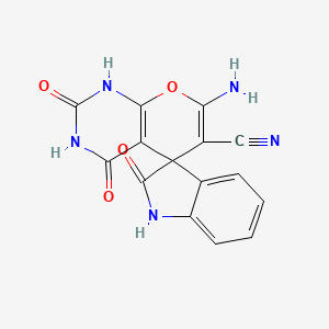 molecular formula C15H9N5O4 B3826843 7'-amino-2,2',4'-trioxo-1,1',2,2',3',4'-hexahydrospiro[indole-3,5'-pyrano[2,3-d]pyrimidine]-6'-carbonitrile 