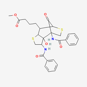 molecular formula C28H30N2O6S2 B3826853 methyl 4-[1,3-bis(benzoylamino)-2-hydroxy-11-oxo-5,9-dithiatricyclo[6.2.1.0~2,6~]undec-7-yl]butanoate 