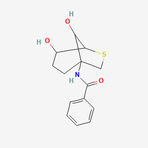 molecular formula C14H17NO3S B3826857 N-(4,8-dihydroxy-6-thiabicyclo[3.2.1]oct-1-yl)benzamide 