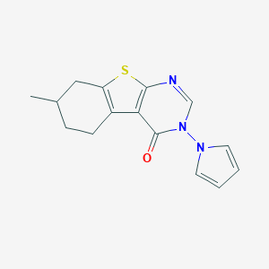 molecular formula C15H15N3OS B382688 7-methyl-3-(1H-pyrrol-1-yl)-5,6,7,8-tetrahydro[1]benzothieno[2,3-d]pyrimidin-4(3H)-one 
