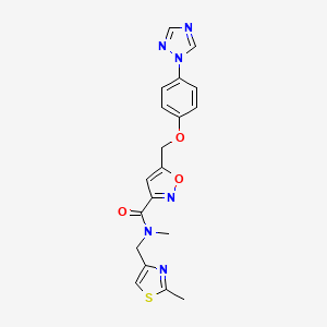 molecular formula C19H18N6O3S B3826883 N-methyl-N-[(2-methyl-1,3-thiazol-4-yl)methyl]-5-{[4-(1H-1,2,4-triazol-1-yl)phenoxy]methyl}-3-isoxazolecarboxamide 