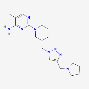 molecular formula C18H28N8 B3826929 5-methyl-2-(3-{[4-(1-pyrrolidinylmethyl)-1H-1,2,3-triazol-1-yl]methyl}-1-piperidinyl)-4-pyrimidinamine bis(trifluoroacetate) 