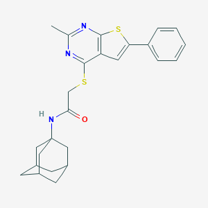 molecular formula C25H27N3OS2 B382694 N-(1-adamantyl)-2-(2-methyl-6-phenylthieno[2,3-d]pyrimidin-4-yl)sulfanylacetamide CAS No. 315709-34-3