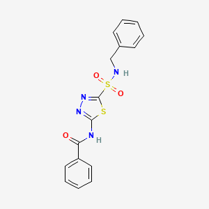 molecular formula C16H14N4O3S2 B3826940 N-{5-[(benzylamino)sulfonyl]-1,3,4-thiadiazol-2-yl}benzamide 