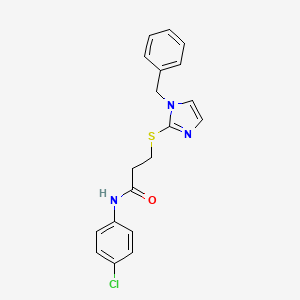 molecular formula C19H18ClN3OS B3826958 3-[(1-benzyl-1H-imidazol-2-yl)thio]-N-(4-chlorophenyl)propanamide 