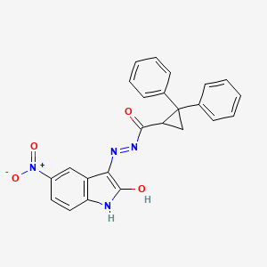 molecular formula C24H18N4O4 B3826976 N'-(5-nitro-2-oxo-1,2-dihydro-3H-indol-3-ylidene)-2,2-diphenylcyclopropanecarbohydrazide 