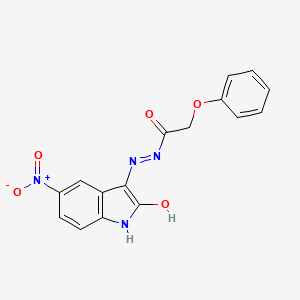 molecular formula C16H12N4O5 B3826984 N'-(5-nitro-2-oxo-1,2-dihydro-3H-indol-3-ylidene)-2-phenoxyacetohydrazide 