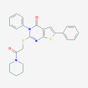 molecular formula C25H23N3O2S2 B382699 2-[(2-oxo-2-piperidin-1-ylethyl)sulfanyl]-3,6-diphenylthieno[2,3-d]pyrimidin-4(3H)-one 