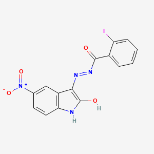 molecular formula C15H9IN4O4 B3827000 2-iodo-N'-(5-nitro-2-oxo-1,2-dihydro-3H-indol-3-ylidene)benzohydrazide 
