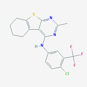 molecular formula C18H15ClF3N3S B382702 N-[4-chloro-3-(trifluoromethyl)phenyl]-2-methyl-5,6,7,8-tetrahydro[1]benzothieno[2,3-d]pyrimidin-4-amine 