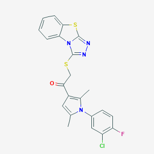 1-[1-(3-chloro-4-fluorophenyl)-2,5-dimethyl-1H-pyrrol-3-yl]-2-([1,2,4]triazolo[3,4-b][1,3]benzothiazol-3-ylthio)ethanone