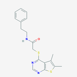 molecular formula C18H19N3OS2 B382708 2-[(5,6-dimethylthieno[2,3-d]pyrimidin-4-yl)sulfanyl]-N-(2-phenylethyl)acetamide CAS No. 379246-46-5