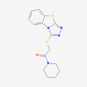 molecular formula C15H16N4OS2 B382714 1-Piperidin-1-yl-2-([1,2,4]triazolo[3,4-b][1,3]benzothiazol-1-ylsulfanyl)ethanone CAS No. 379243-86-4