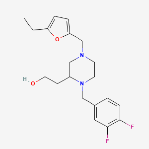 molecular formula C20H26F2N2O2 B3827141 2-{1-(3,4-difluorobenzyl)-4-[(5-ethyl-2-furyl)methyl]-2-piperazinyl}ethanol 