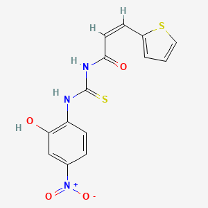 molecular formula C14H11N3O4S2 B3827161 N-{[(2-hydroxy-4-nitrophenyl)amino]carbonothioyl}-3-(2-thienyl)acrylamide 