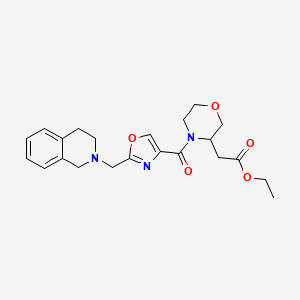molecular formula C22H27N3O5 B3827172 ethyl (4-{[2-(3,4-dihydro-2(1H)-isoquinolinylmethyl)-1,3-oxazol-4-yl]carbonyl}-3-morpholinyl)acetate 