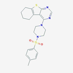 molecular formula C21H24N4O2S2 B382718 4-[4-(4-Methylphenyl)sulfonylpiperazin-1-yl]-5,6,7,8-tetrahydro-[1]benzothiolo[2,3-d]pyrimidine CAS No. 379244-11-8