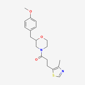 molecular formula C19H24N2O3S B3827217 2-(4-methoxybenzyl)-4-[3-(4-methyl-1,3-thiazol-5-yl)propanoyl]morpholine 
