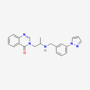 molecular formula C21H21N5O B3827228 3-(2-{[3-(1H-pyrazol-1-yl)benzyl]amino}propyl)quinazolin-4(3H)-one 