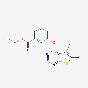 molecular formula C17H16N2O3S B382725 Ethyl 3-[(5,6-dimethylthieno[2,3-d]pyrimidin-4-yl)oxy]benzoate 