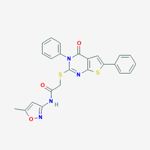molecular formula C24H18N4O3S2 B382727 N-(5-methyl-1,2-oxazol-3-yl)-2-(4-oxo-3,6-diphenylthieno[2,3-d]pyrimidin-2-yl)sulfanylacetamide CAS No. 315708-40-8